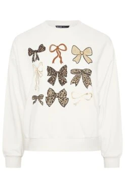 YOURS Curve Sweat-shirt Blanc à Nœud En Feuille D'aluminium -Evans Boutique 81087cd8 f087 4a 126786 X