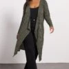 YOURS Curve Cardigan Côtelé Vert Kaki En Cascade Midaxi -Evans Boutique 810dc44e 9604 44 322858 A