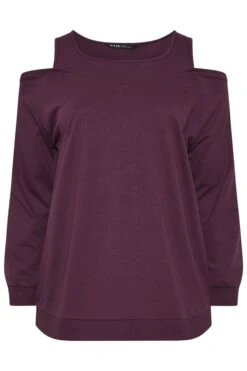 YOURS - Pull 2 En 1 Violet à épaules Dénudées -Evans Boutique 811cca40 6b76 4d 322731 X
