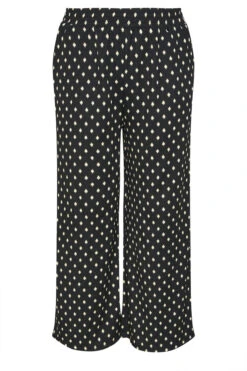 YOURS - Pantalon Wide Leg Noir Texturé à Pois -Evans Boutique 815ceb84 d529 4a 303710 X