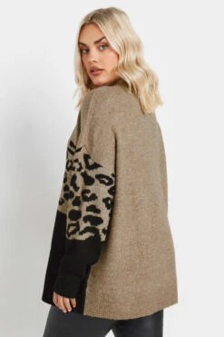 YOURS - Pull Marron & Noir Block De Couleurs Léopard -Evans Boutique 818973c0 bd80 44 280381 C