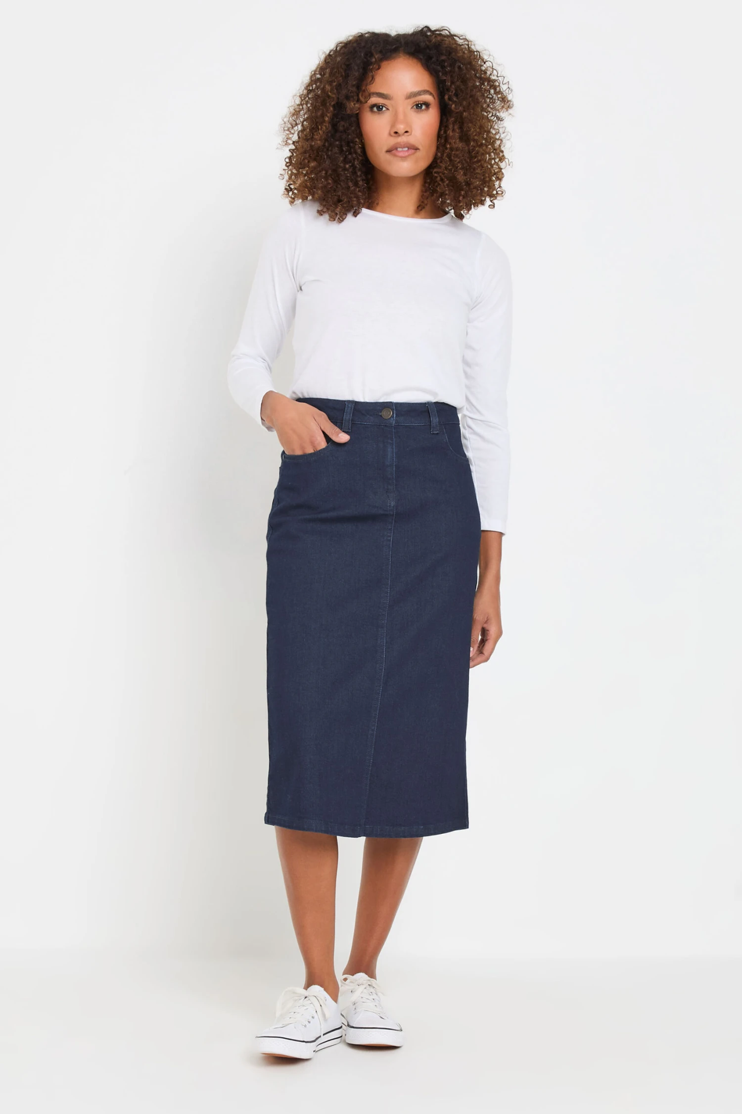 M&Co Indigo Blue Midi Denim Skirt 5 M&Co Indigo Blue Midi Denim Skirt – Image 3