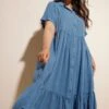 YOURS - Robe-Chemisier Bleue Smocké -Evans Boutique 827a58f5 d2b2 49 270036 C
