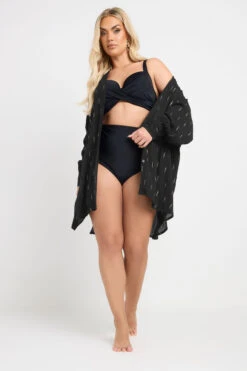 YOURS - Chemisier De Plage Noir Métallique -Evans Boutique 838efb2f 7461 4f 150571 C