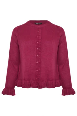 YOURS Curve Cardigan à Volants Rouge Vin