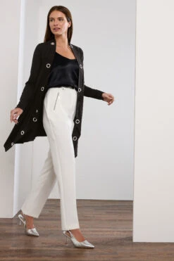 STAR Black Eyelet Detail Waterfall Cardigan -Evans Boutique 84084981 ec7e 42 110805 C