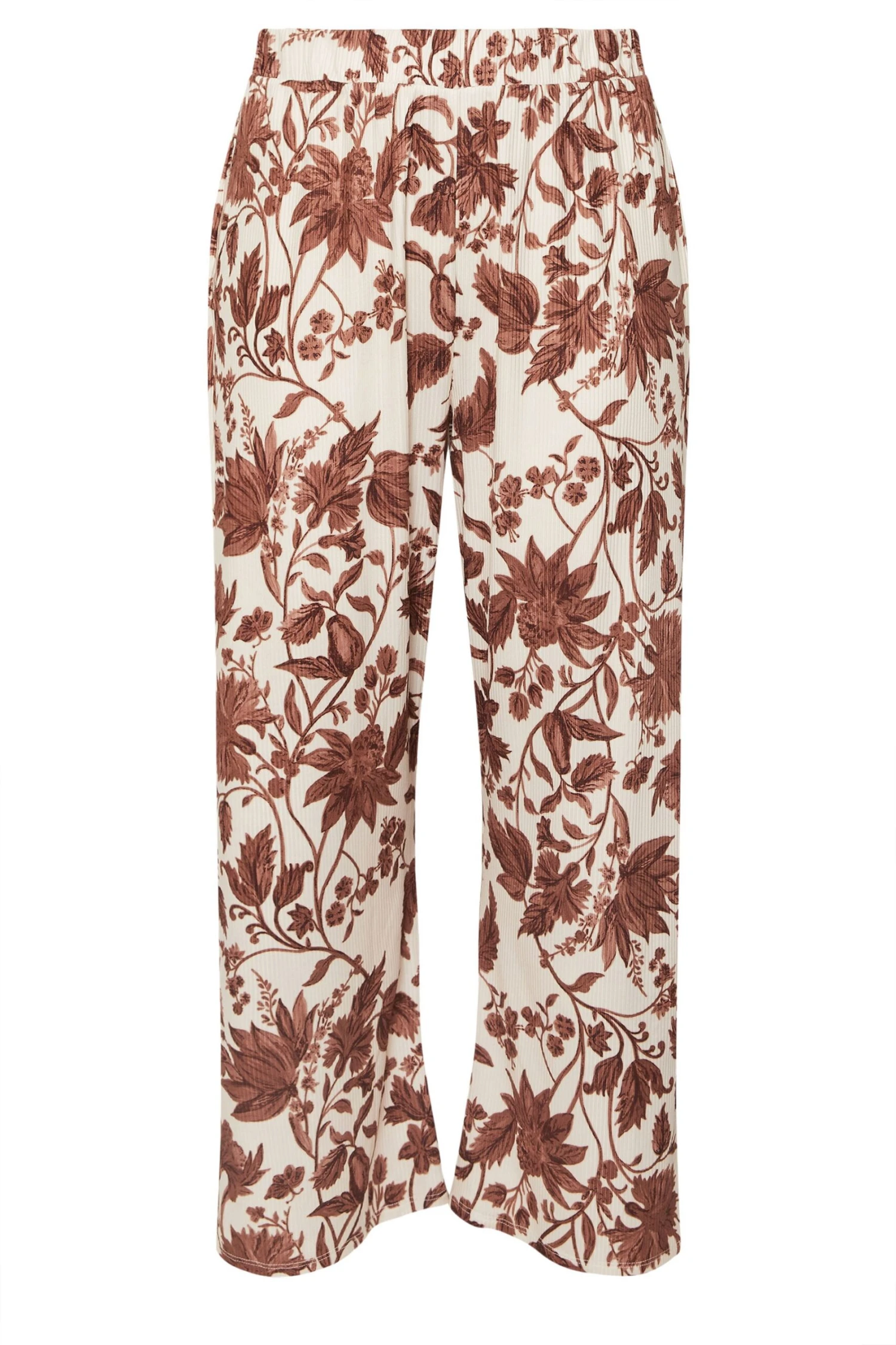 LIMITED COLLECTION - Pantalon Wide Leg Marron & Crème Floral 7 LIMITED COLLECTION - Pantalon Wide Leg Marron & Crème Floral – Image 5