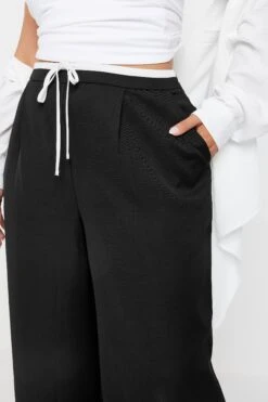 YOURS - Pantalon Wide Leg Noir Taille Contrastée -Evans Boutique 84628bec c254 48 140073 D