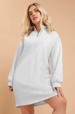 YOURS - Robe-Pull En Jersey Grise Col Haut -Evans Boutique 84f6adac b126 4b 303761 A