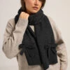Black Bow Detail Knitted Scarf