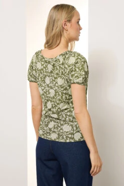 LTS Tall Sage Green Floral Tie Front Top -Evans Boutique 85564748 9aa8 46 356603 C