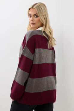 YOURS Curve Pull Col Rugby à Rayures Rouges 9 YOURS Curve Pull Col Rugby à Rayures Rouges -Evans Boutique 85c72ee6 d91e 44 280756 C