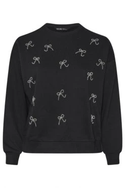 YOURS - Sweat-shirt Noir à Nœud Sur Le Devant -Evans Boutique 85ed9249 76d3 4e 126778 X