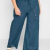 LTS - Pantalon De Plage Bleu En Coton Wide Leg Tall -Evans Boutique 86474163 ffc6 47 350515PS A