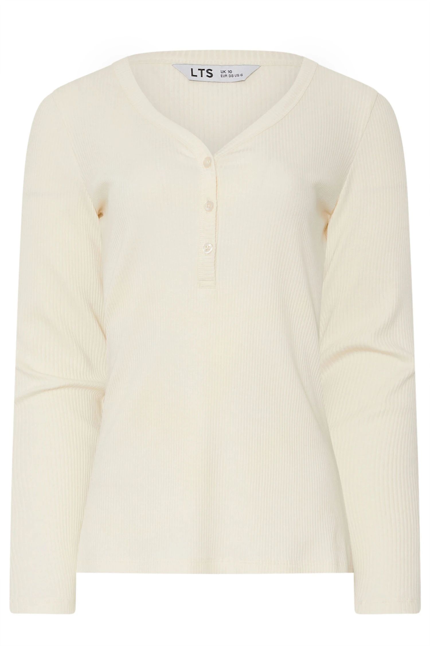 LTS Tall Ivory White Cotton Ribbed Henley Top 7 LTS Tall Ivory White Cotton Ribbed Henley Top – Image 5