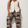 LIMITED COLLECTION - Pantalon Wide Leg Chocolat Design Floral 1 LIMITED COLLECTION - Pantalon Wide Leg Chocolat Design Floral -Evans Boutique 8665ad26 8653 40 216675 B