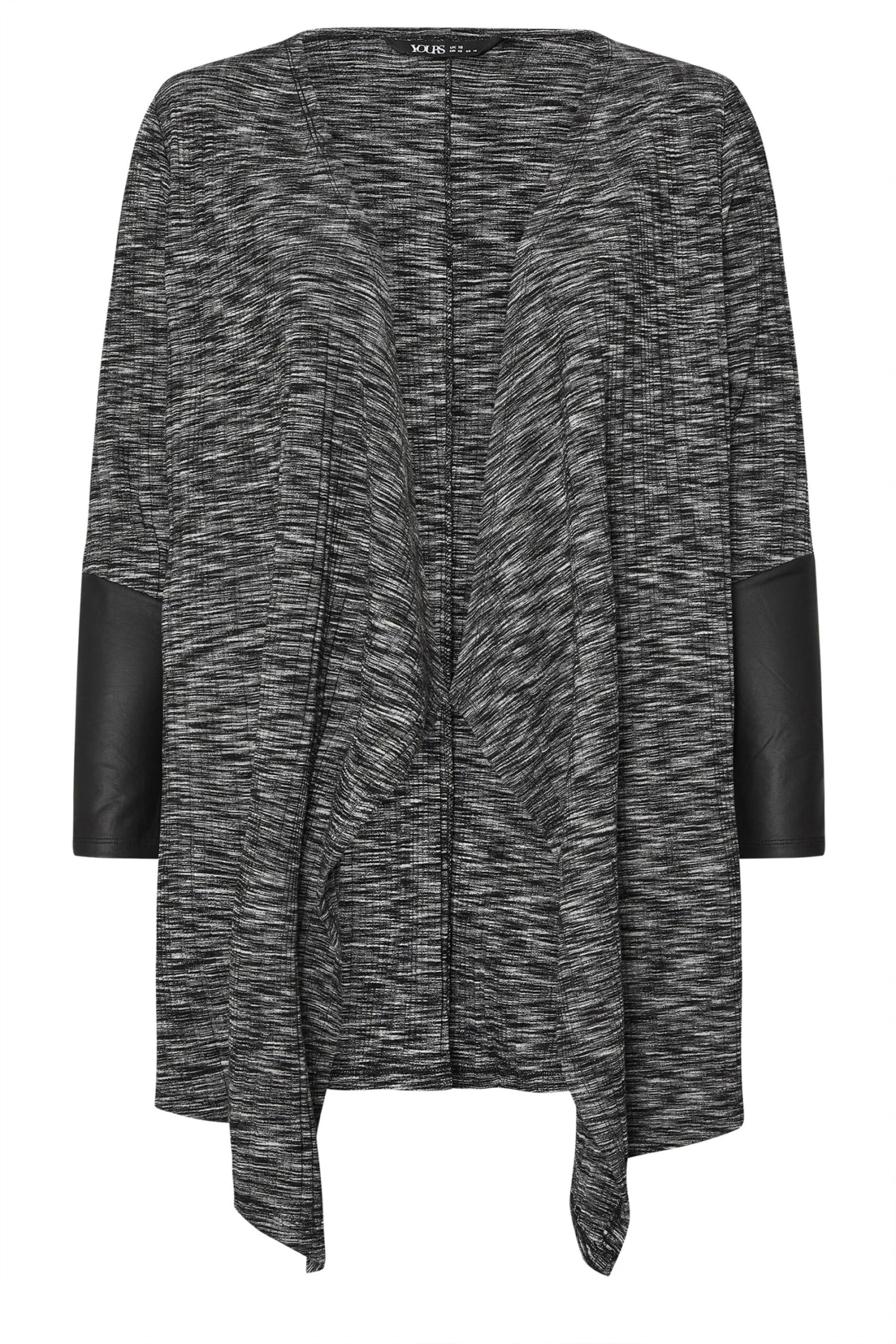 YOURS - Cardigan Gris à Manches En Similicuir Côtelé 7 YOURS - Cardigan Gris à Manches En Similicuir Côtelé – Image 5