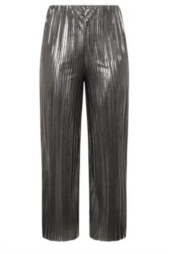 LIMITED COLLECTION - Pantalon Métallique Plissé Argenté Coupe Wide Leg 13 LIMITED COLLECTION - Pantalon Métallique Plissé Argenté Coupe Wide Leg -Evans Boutique 8702a707 f9e0 4a 216298 X