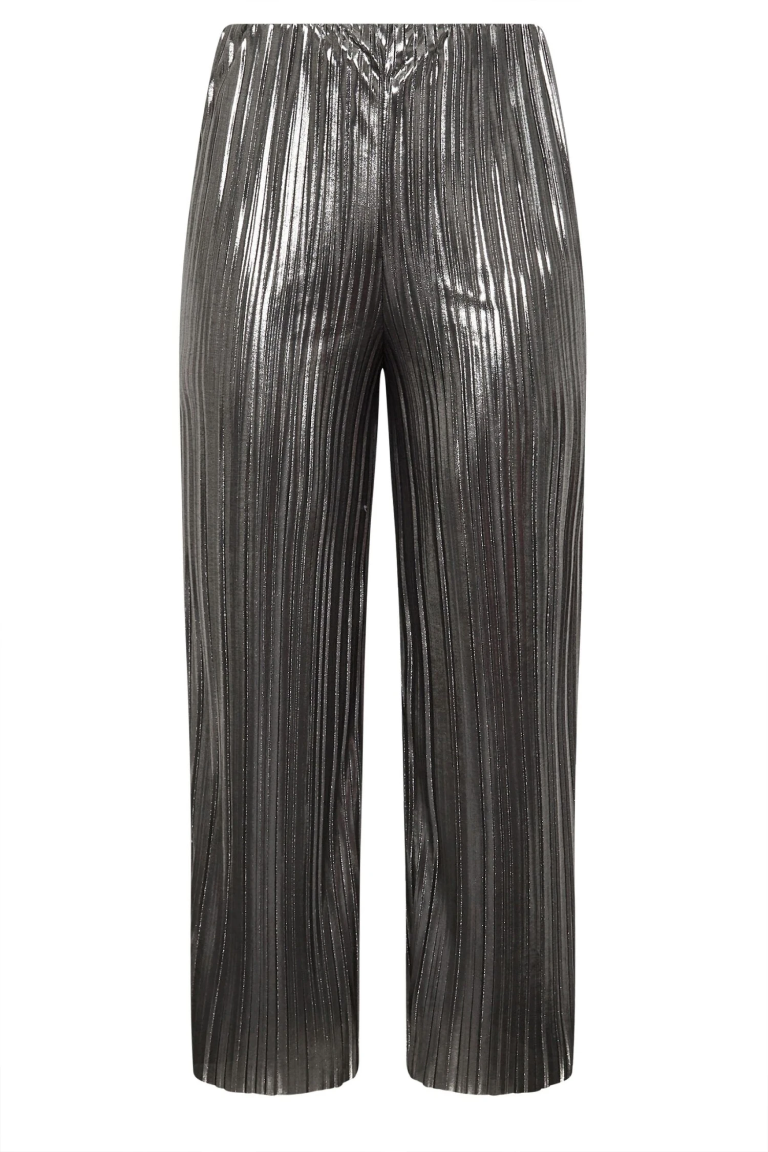 LIMITED COLLECTION - Pantalon Métallique Plissé Argenté Coupe Wide Leg 8 LIMITED COLLECTION - Pantalon Métallique Plissé Argenté Coupe Wide Leg – Image 6