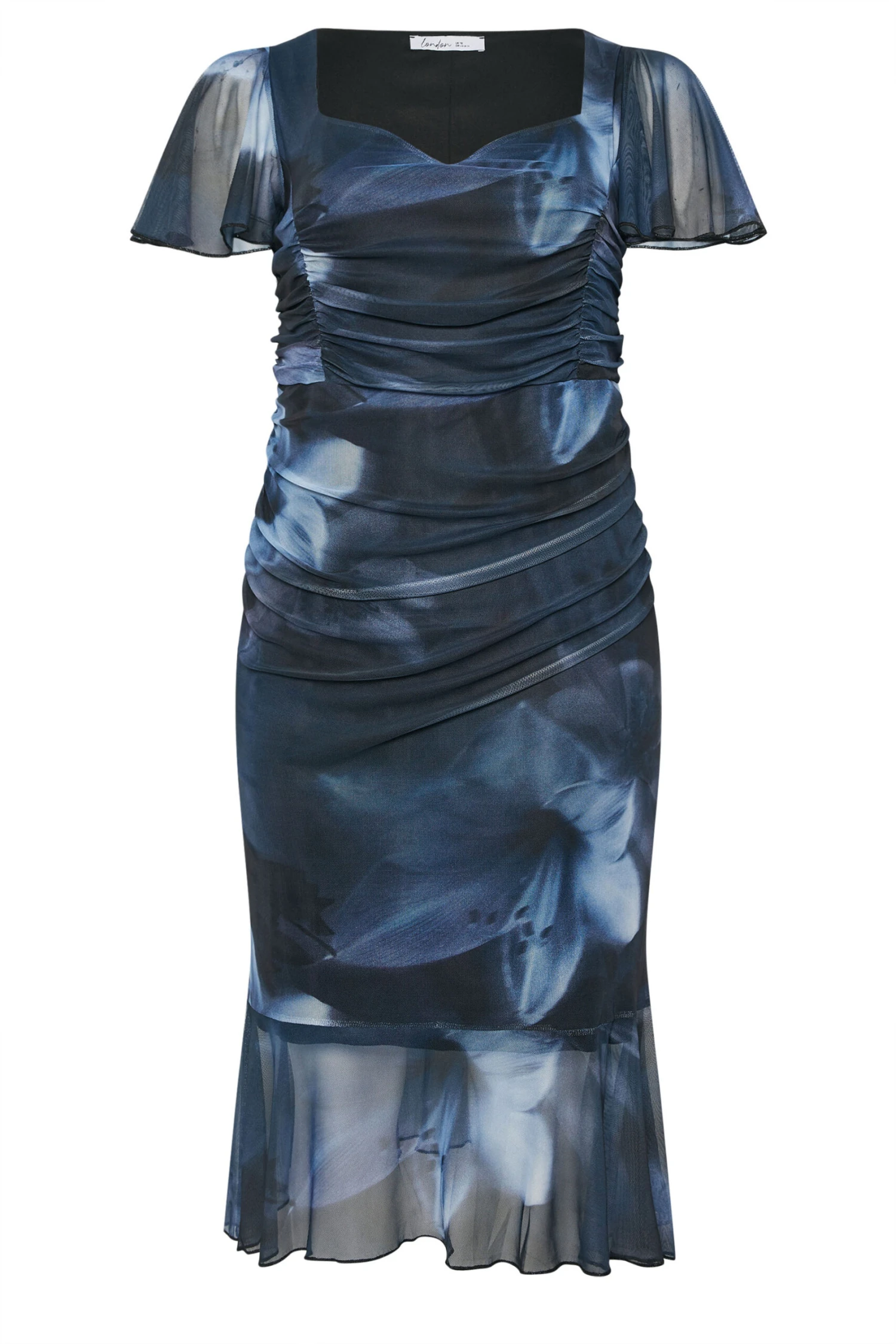 YOURS LONDON Curve Robe Longue Bleue à Col Carré Flou 7 YOURS LONDON Curve Robe Longue Bleue à Col Carré Flou – Image 5