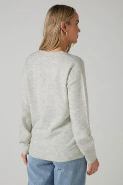 LTS Tall Grey Marl Knit Wrap Button Jumper -Evans Boutique 874b6db0 d1c9 48 355332 D