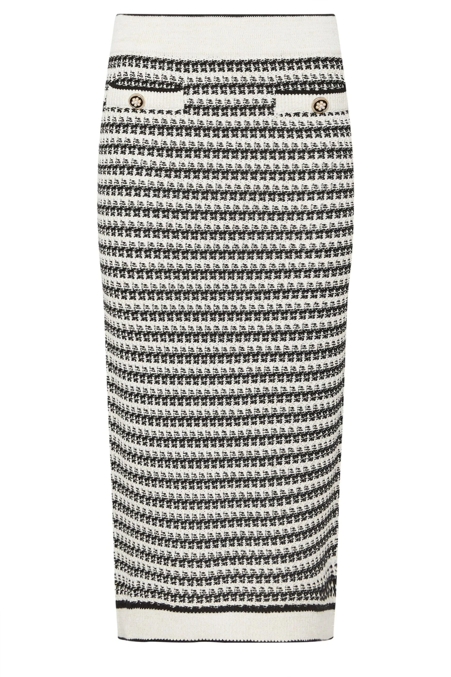 STAR White Knit Metallic Striped Maxi Skirt 8 STAR White Knit Metallic Striped Maxi Skirt – Image 6