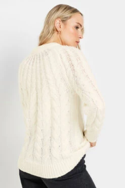LTS Tall Ivory White Chunky Cable Knit Jumper -Evans Boutique 87664348 c648 48 355331 C