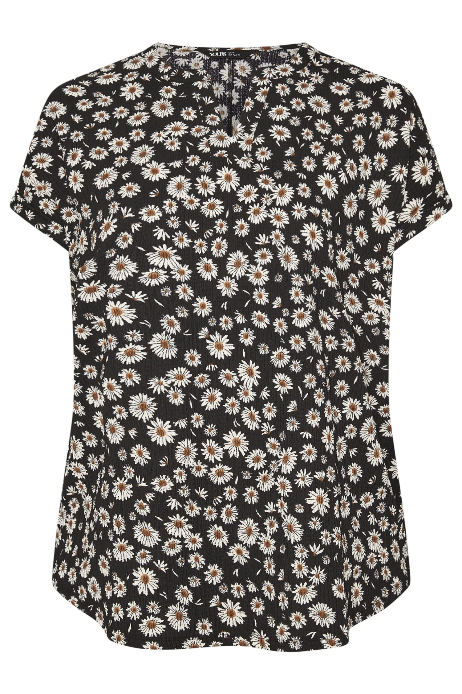 YOURS - Top Noir Texturé Pâquerettes Manches Courtes 7 YOURS - Top Noir Texturé Pâquerettes Manches Courtes – Image 5