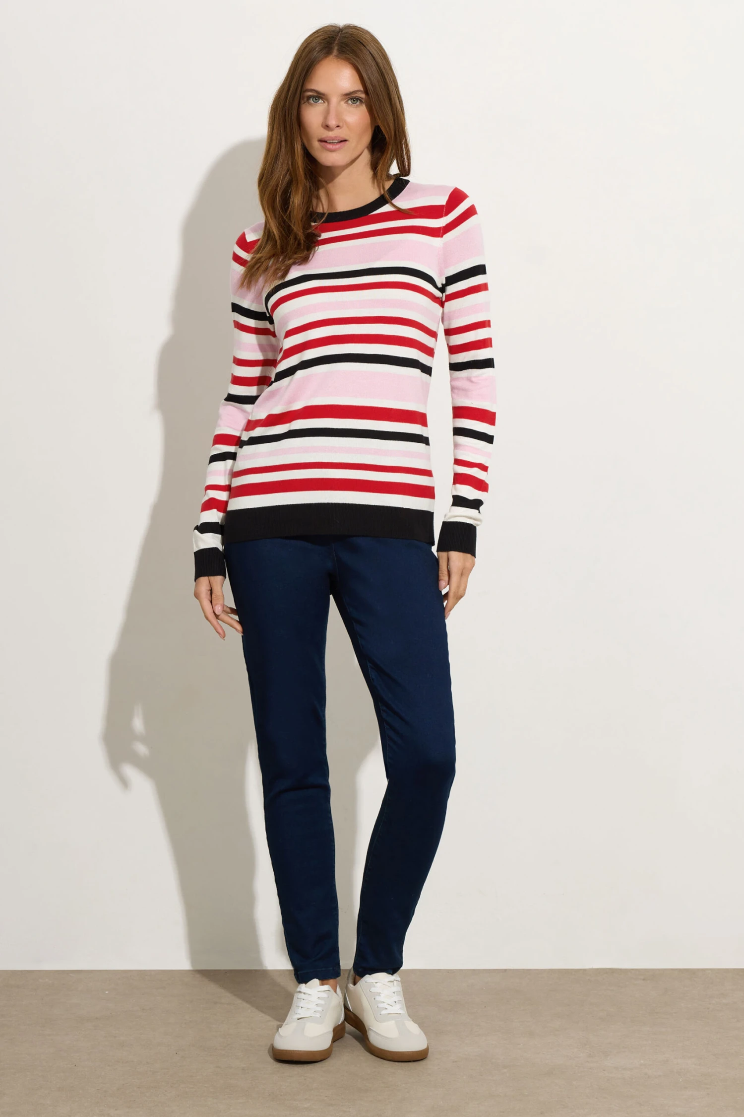 M&Co Pink Stripe Crew Neck Jumper 5 M&Co Pink Stripe Crew Neck Jumper – Image 3