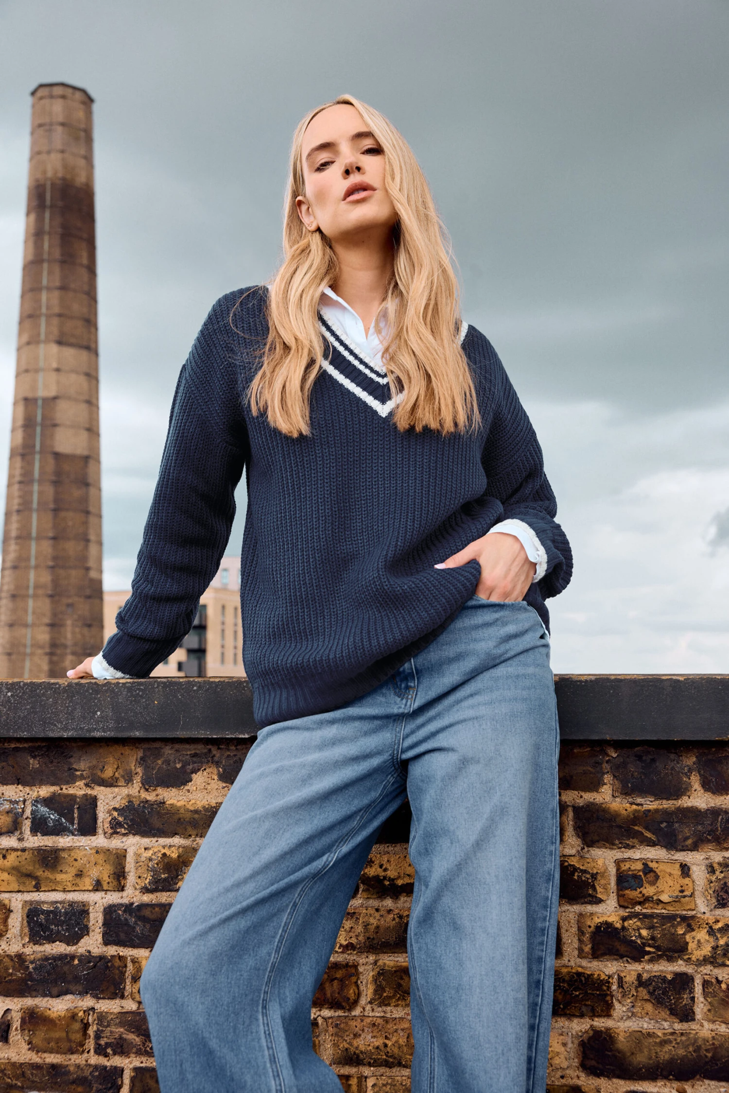 LTS Tall Navy Blue Contrast V-Neck Jumper 3 LTS Tall Navy Blue Contrast V-Neck Jumper