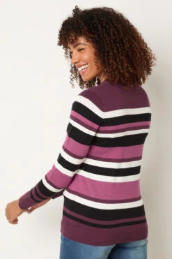 M&Co Berry Purple Stripe Crew Neck Jumper 9 M&Co Berry Purple Stripe Crew Neck Jumper -Evans Boutique 87e0ccb3 71f5 49 502475 C