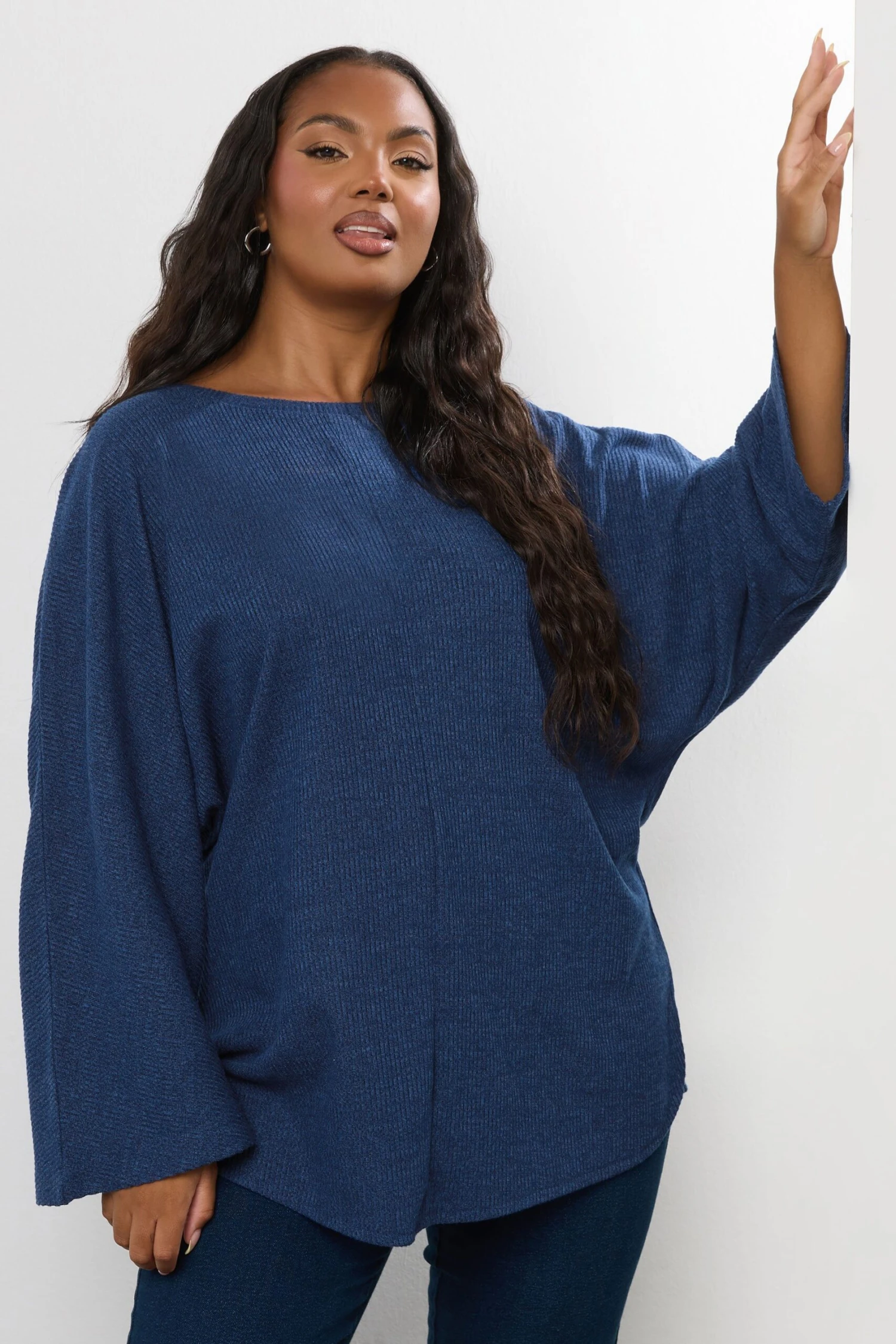 YOURS Curve Pull Côtelé Bleu Doux Au Toucher 3 YOURS Curve Pull Côtelé Bleu Doux Au Toucher