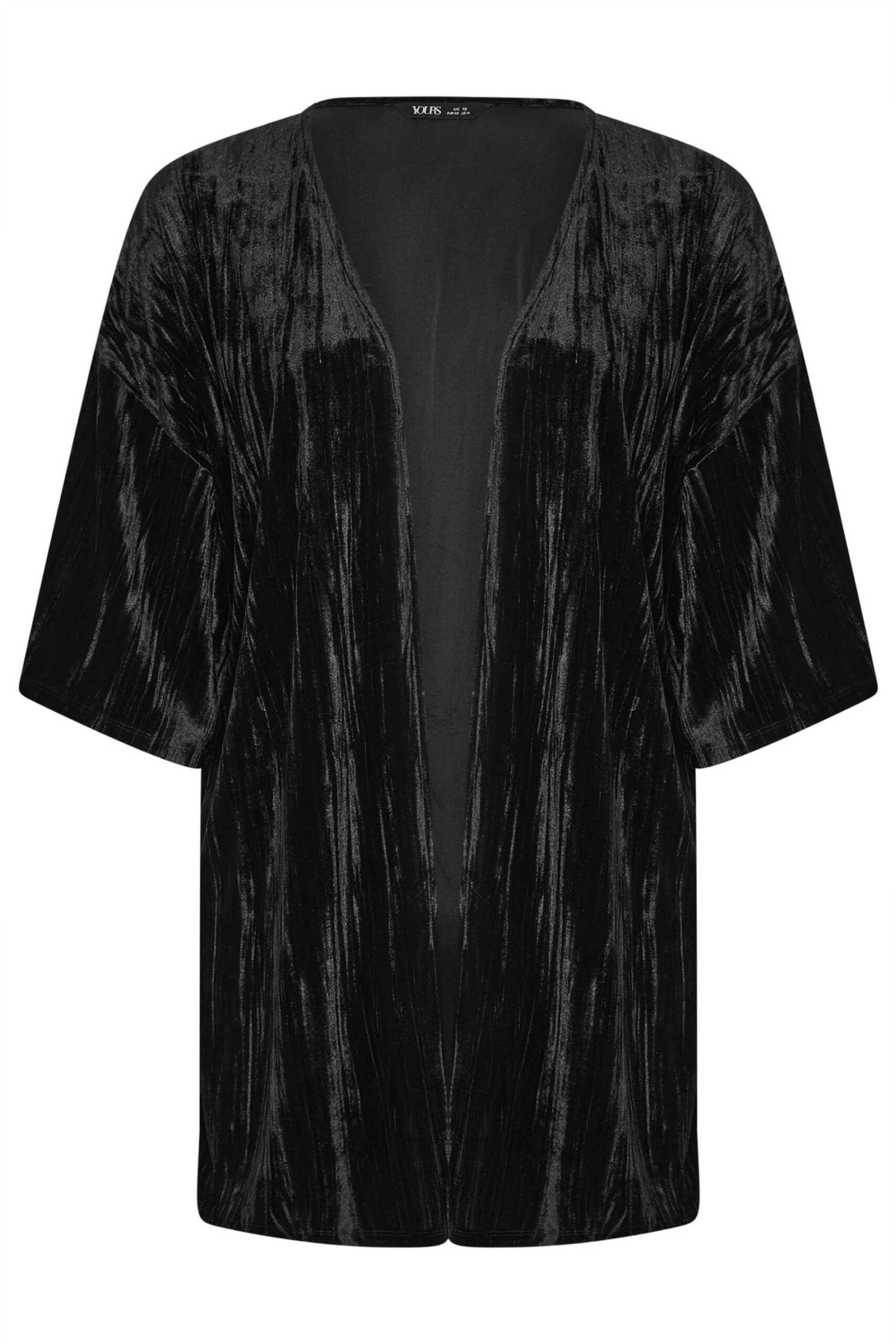 YOURS Curve Cardigan Kimono En Velours écrasé Noir 10 YOURS Curve Cardigan Kimono En Velours écrasé Noir – Image 8