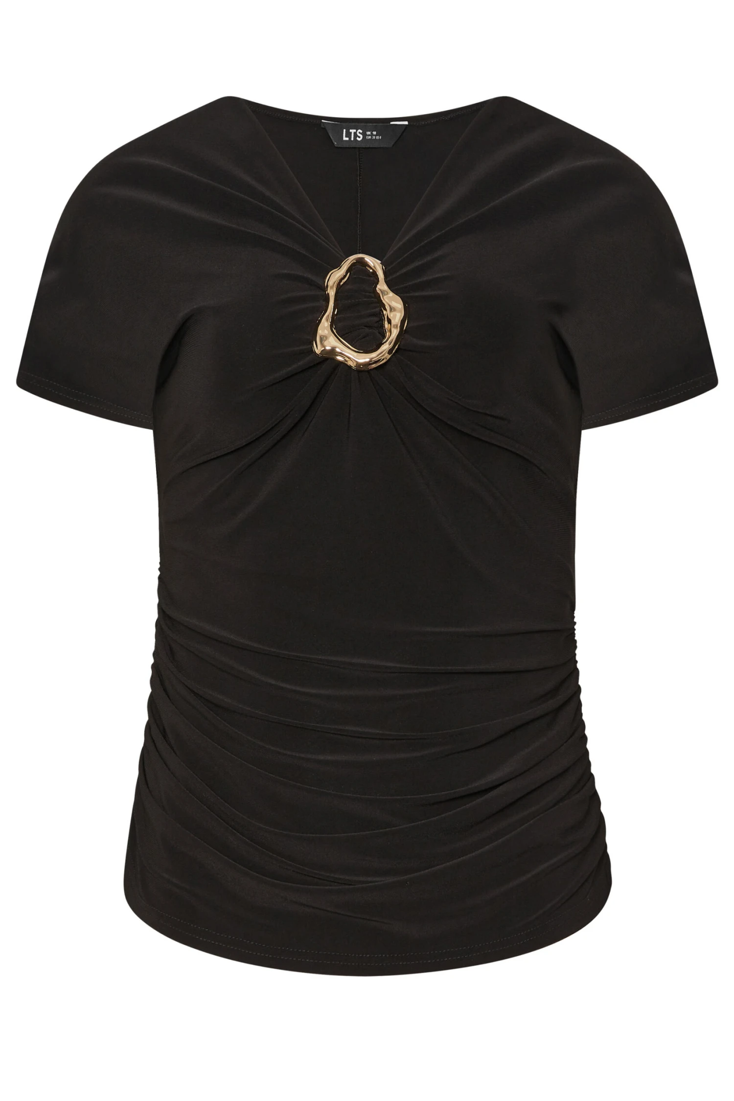 LTS Tall Black Ruched Buckle Top 8 LTS Tall Black Ruched Buckle Top – Image 6