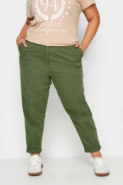 YOURS - Pantalon Chino Vert Kaki Coupe Droite