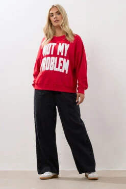 YOURS Curve Sweat-shirt Rouge à Slogan « Not My Problem » -Evans Boutique 8a4f24b2 d085 43 126812 B