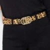 Ceinture Beige Et Noire Animal Triple Boucles
