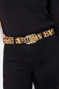 Ceinture Beige Et Noire Animal Triple Boucles