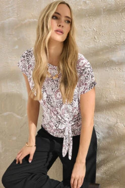 LTS Tall Black Paisley Side Tie Top