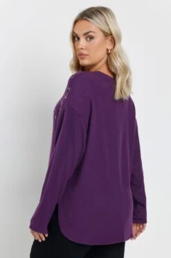 YOURS Curve Pull Doux Au Toucher à Imprimé Léopard Violet -Evans Boutique 8aa39592 f7b2 42 303874 C