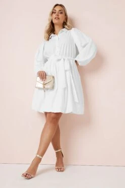 YOURS - Mini Robe-Chemisier Blanche Plissée
