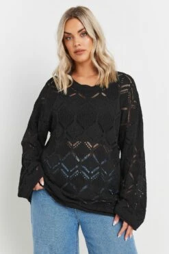 YOURS - Pull En Maille Noir Manches Longues