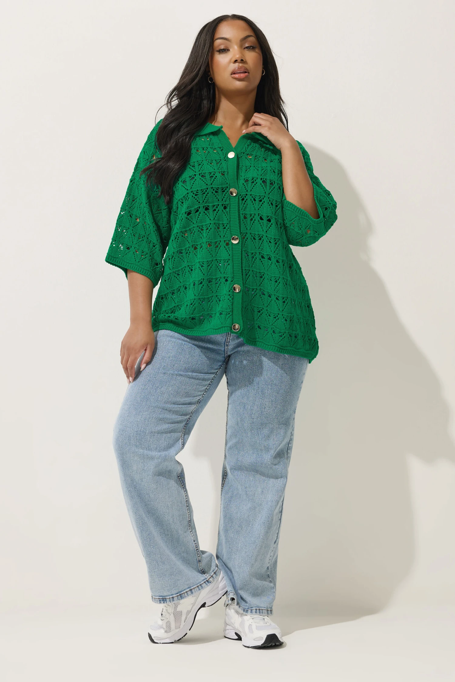 LIMITED COLLECTION - Chemisier Vert En Crochet Boutonné 4 LIMITED COLLECTION - Chemisier Vert En Crochet Boutonné – Image 2