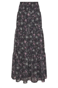 LTS Tall Black Chiffon Paisley Tiered Maxi Skirt -Evans Boutique 8b5a0fbb 2690 4d 356330 X