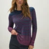 M&Co Navy Stripe Crew Neck Jumper