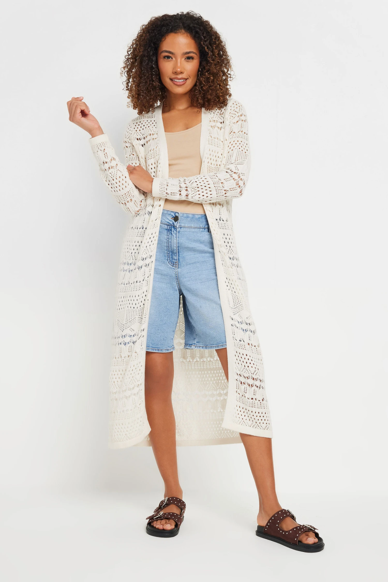 M&Co Cream Longline Crochet Cardigan 5 M&Co Cream Longline Crochet Cardigan – Image 3