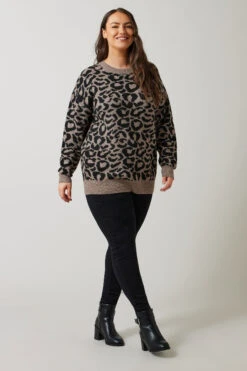 EVANS Curve Brown Leopard Print Knitted Jumper 11 EVANS Curve Brown Leopard Print Knitted Jumper -Evans Boutique 8bc915e6 3b6c 48 615537 B