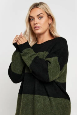 YOURS - Pull Noir & Vert Kaki En Maille à Rayures 12 YOURS - Pull Noir & Vert Kaki En Maille à Rayures -Evans Boutique 8bd38e02 3bdd 4a 280343 E