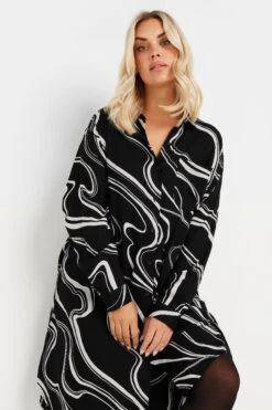 YOURS - Chemisier Long Noir & Blanc Tourbillons 16 YOURS - Chemisier Long Noir & Blanc Tourbillons -Evans Boutique 8bf809cf 8e67 41 330594 E