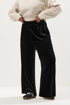 YOURS Curve Pantalon Palazzo En Velours Noir -Evans Boutique 8bf95566 5630 4b 310248 B